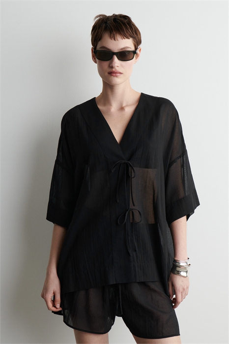 Пляжная рубашка с завязками 1272850001 - Фото 14075099