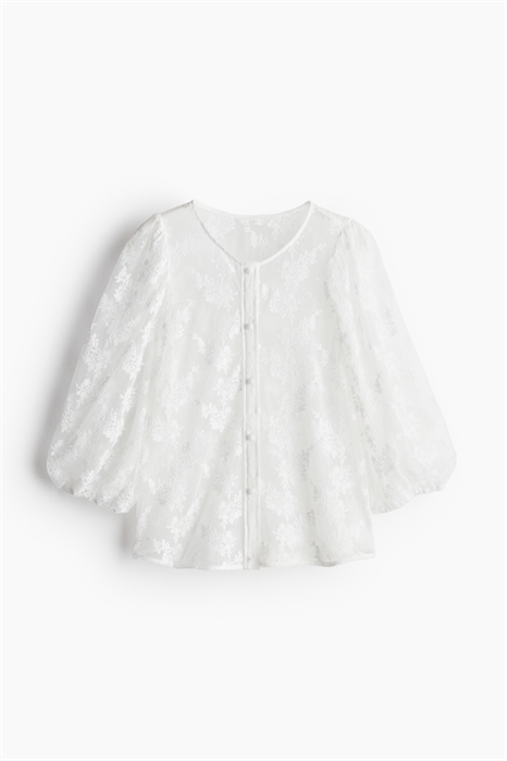 Кружевная блузка с рукавами-баллонами 1255391001 - Фото 14078223