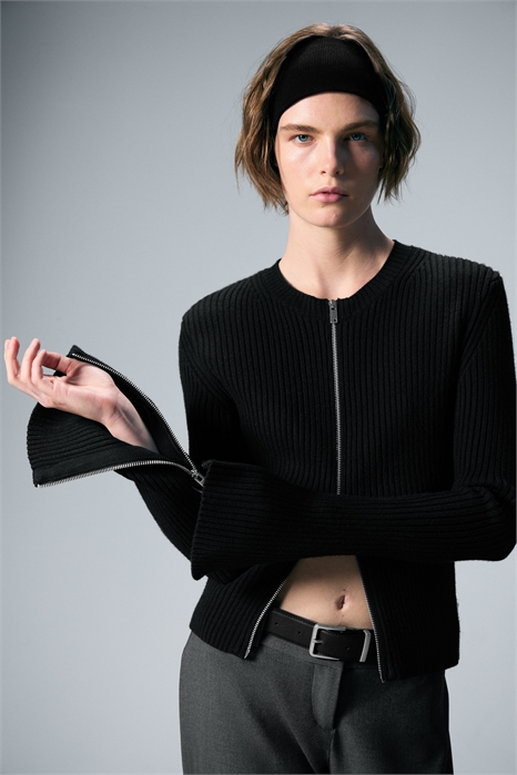 Ребристый приталенный кардиган на молнии 1314970001 - Фото 14078913