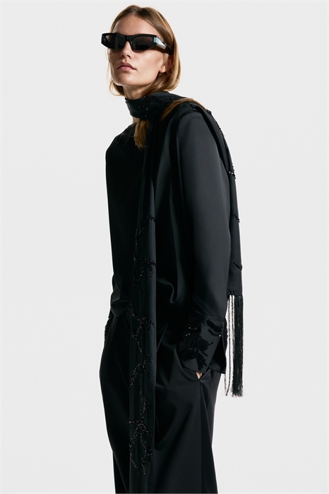 Вышитая бисером блузка с откидным верхом 1321497001 - Фото 14079119