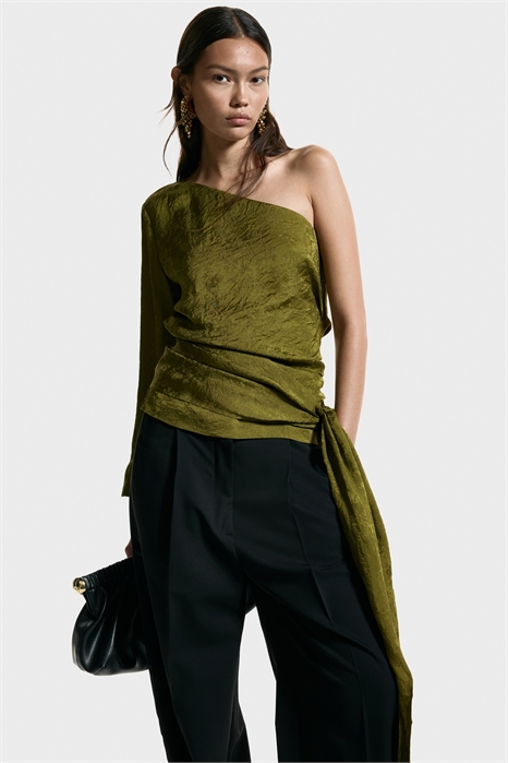 Блузка на одно плечо с жаккардовым плетением 1323078001 - Фото 14079134