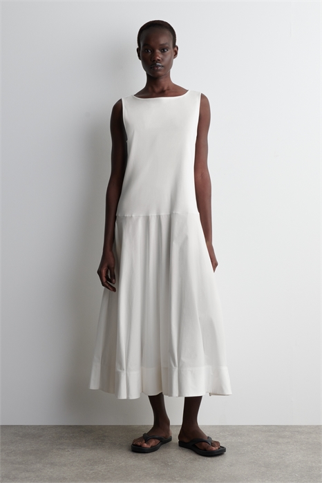 Платье-миди из хлопка с вырезом лодочкой 1281566002 - Фото 14081735