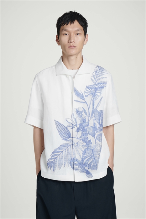 Льняная рубашка с короткими рукавами 1273161006 - Фото 14082973