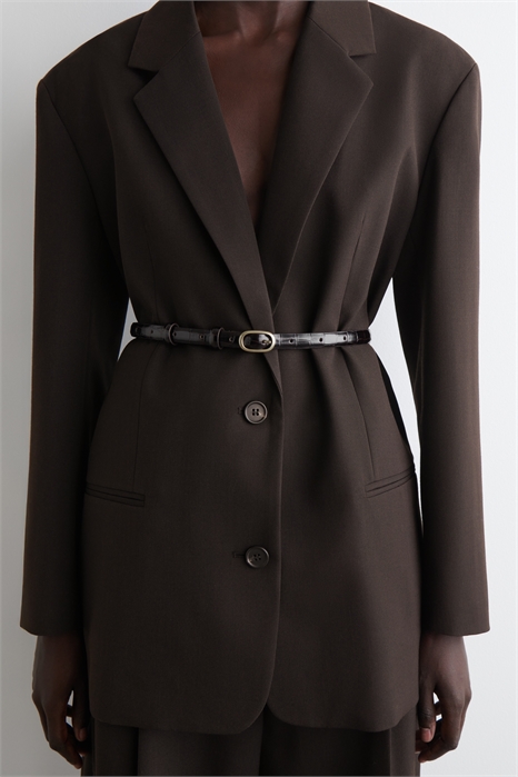 Тонкий ремень из кожи с эффектом крокодила 1300275002 - Фото 14083239