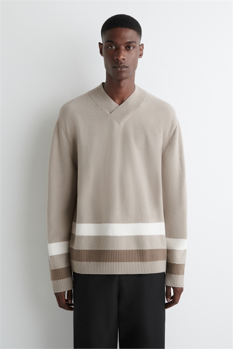 Полосатый джемпер из вареной мериносовой шерсти артикул 1293311001