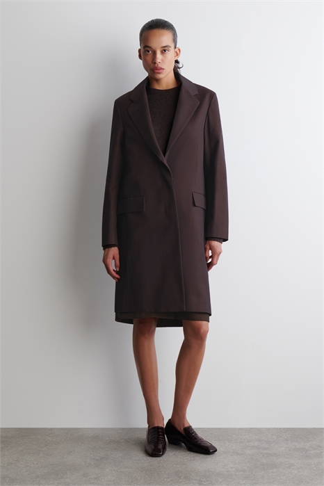 Приталенное хлопковое пальто 1297632001 - Фото 14085147