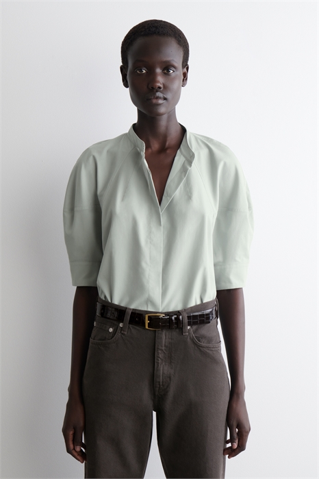 Хлопковая блузка с пышными рукавами 1305144002 - Фото 14085726