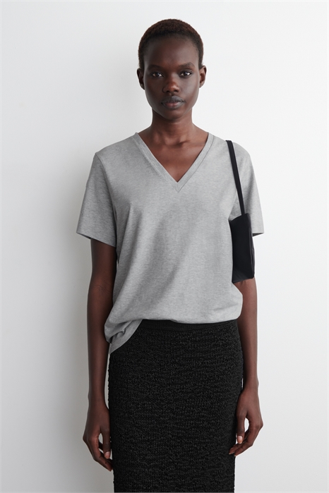 Хлопковая футболка с V-образным вырезом 1277147006 - Фото 14085852