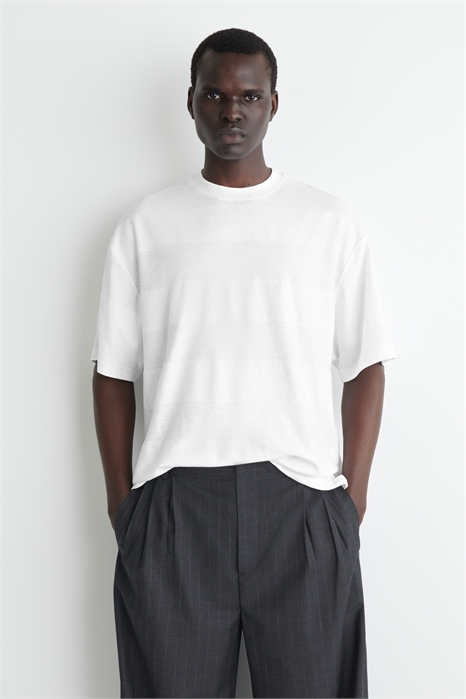 Футболка из льняного бленда в полоску 1294764001 - Фото 14085863