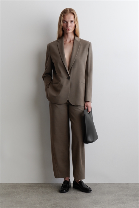 Укороченные шерстяные брюки Barrel Leg 1305284001 - Фото 14090665