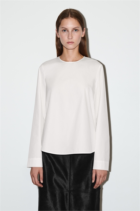 Хлопковая блузка с фигурным вырезом 1294803001 - Фото 14091712