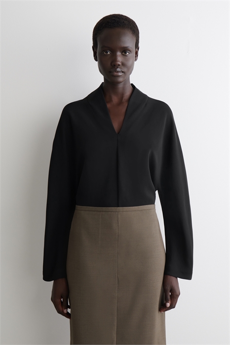 Блузка с драпированным воротником 1305883001 - Фото 14093840