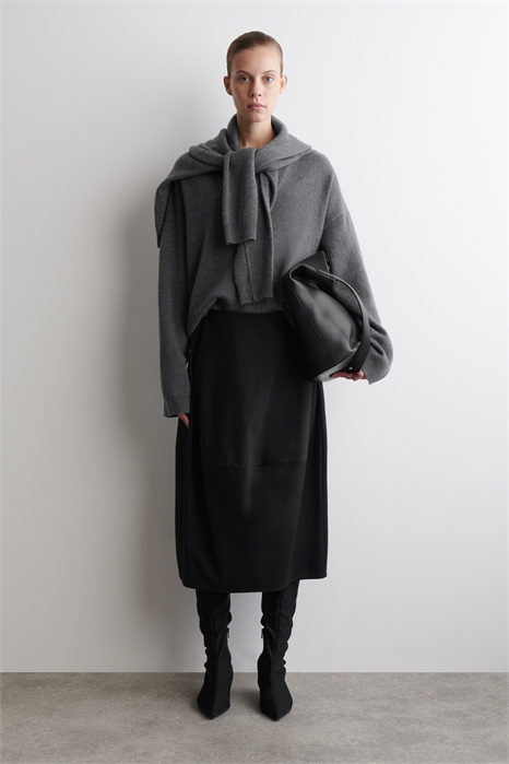 Юбка-миди из хлопка с закругленными краями 1310152001 - Фото 14094728