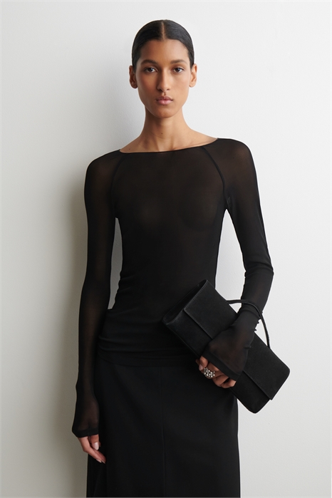 Шелковый топ с длинными рукавами 1304504001 - Фото 14097421