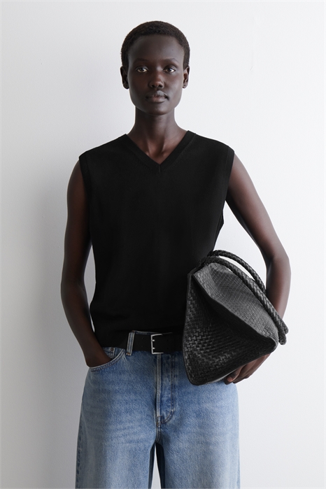 Вязаный джемпер из мериносовой шерсти с V-образным вырезом 1298844001 - Фото 14098377