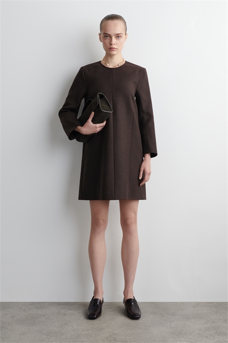 Шерстяное мини-платье с длинными рукавами 1294452002 - Фото 14099787