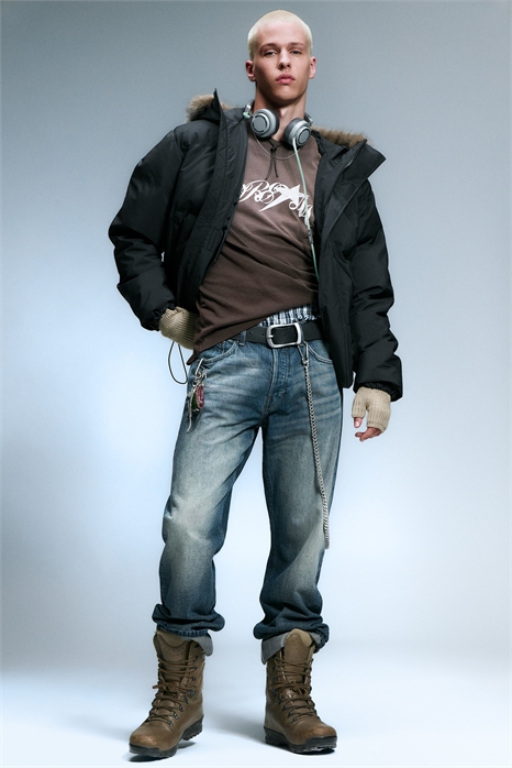 Куртка-пуховик с капюшоном и отделкой из искусственного меха 1300811001 - Фото 14099814