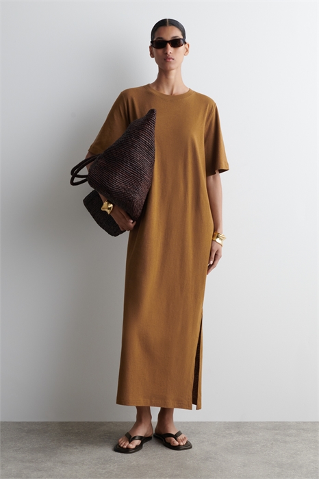 Платье-футболка макси из хлопка и льна 1286190003 - Фото 14099940