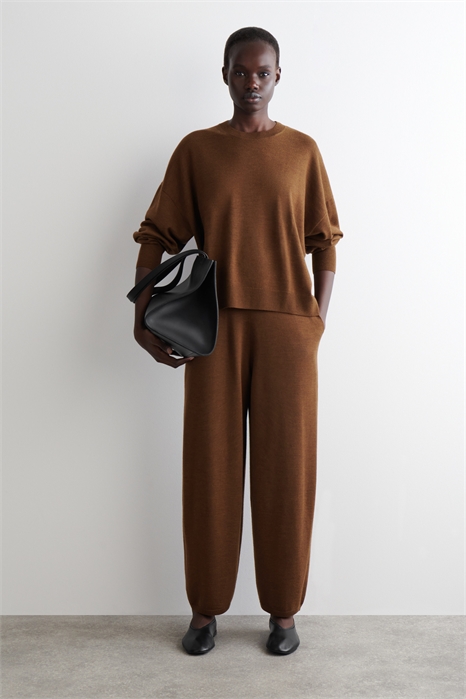 Брюки из мериносовой шерсти barrel leg 1259157003 - Фото 14100525