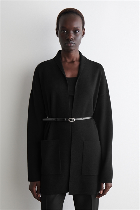 Кардиган с драпированным воротником из мериносовой шерсти 1298748001 - Фото 14101504