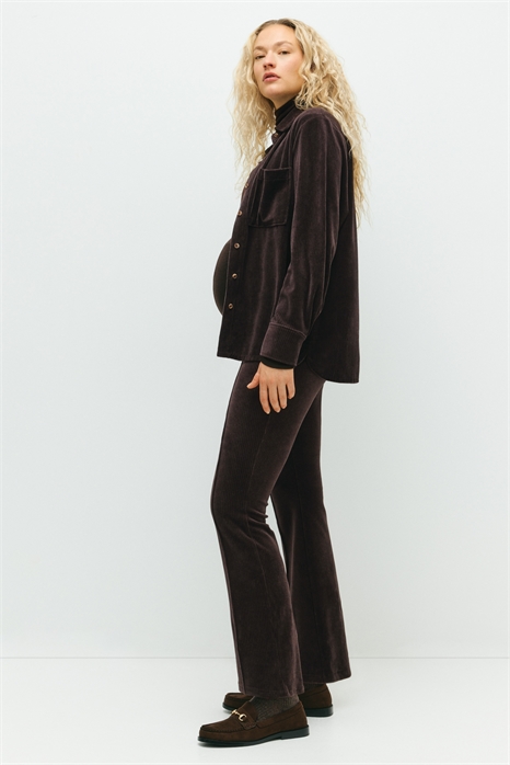Расклешенные велюровые брюки MAMA 1289429002 - Фото 14105409