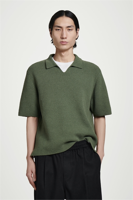 Рубашка-поло с открытым воротником из трикотажа букле 1263316002 - Фото 14106248