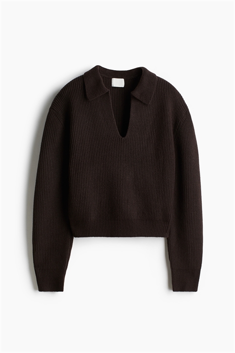 Джемпер с воротником из ребристой вязки 1262200003 - Фото 14107140