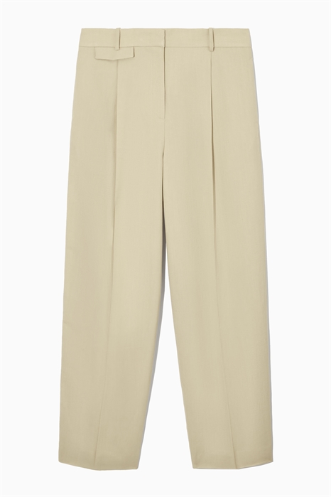 Брюки с защипами из льняного микса 1152451001 - Фото 14107526