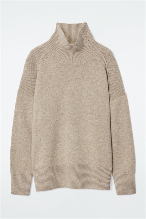 Ребристый джемпер с водолазкой из мериносовой шерсти 1243644002 - Фото 14111351