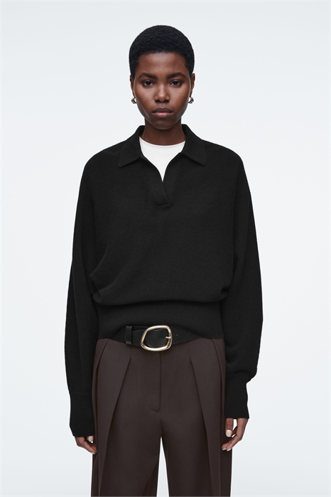 Шерстяной джемпер-поло с рукавами летучая мышь 1243652001 - Фото 14111354