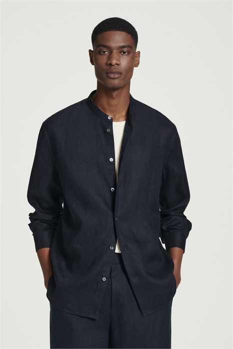 Льняная рубашка с воротником "дедушка 1288665001 - Фото 14116669