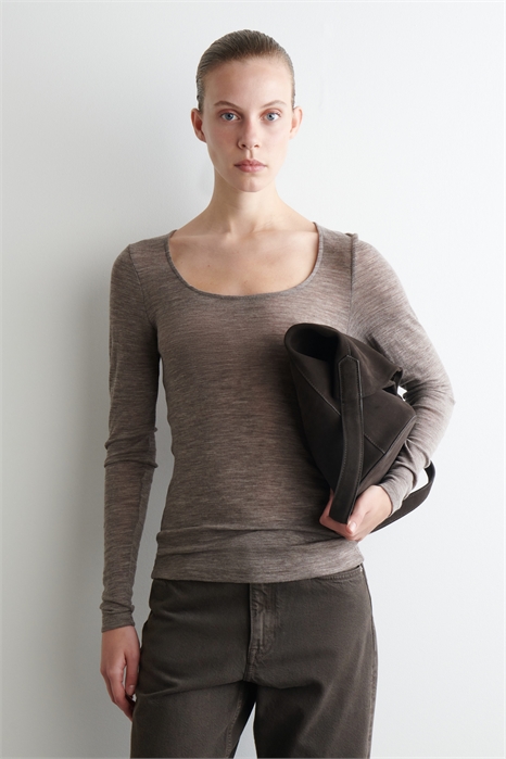 Топ с вырезом горловины из мериносовой шерсти 1293221003 - Фото 14117732