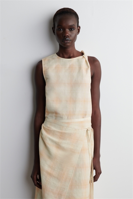 Топ с перекрученными плечами в клетку 1294772001 - Фото 14119244