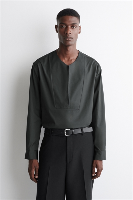 Рубашка без воротника из шелкового микса с V-образным вырезом 1304589001 - Фото 14121915