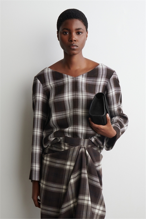 Топ в клетку с V-образным вырезом 1314576001 - Фото 14123410