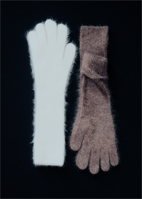 Вязаные матовые кашемировые перчатки 1296642002 - Фото 14124191