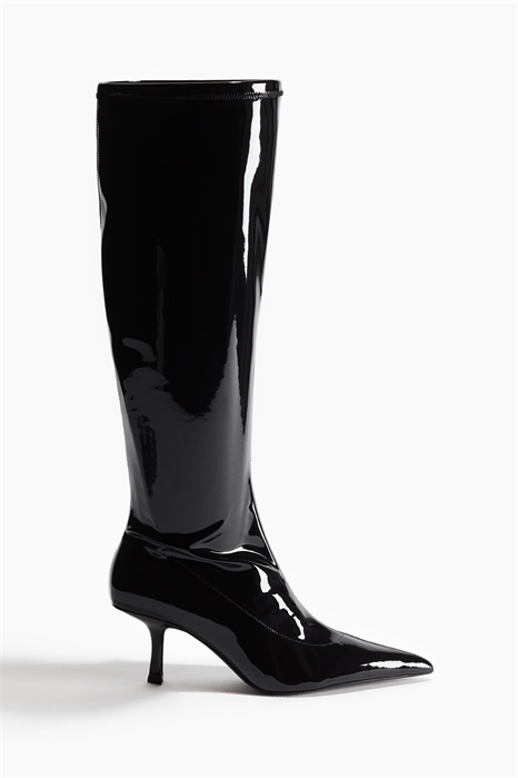 Лакированные сапоги-носки до колена 1304284001 - Фото 14128340