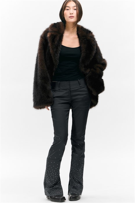 Низкие брюки на молнии со стразами из атласа 1308593001 - Фото 14128874