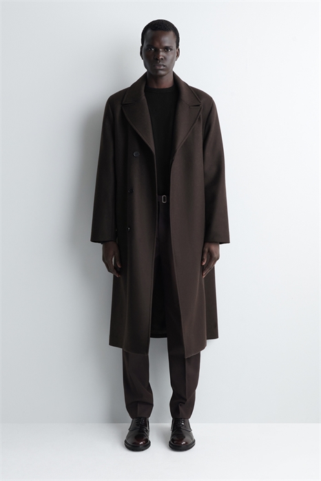 Зауженные брюки с поясом из шерстяного материала 1304892002 - Фото 14131281