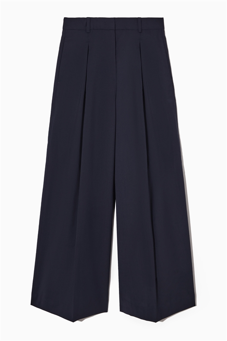 Брюки с плиссировкой на широких ногах с высокой талией 1091407001 - Фото 14131525