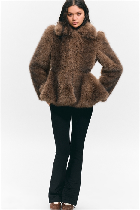 Куртка с пеплумом из искусственного меха 1313024001 - Фото 14133205