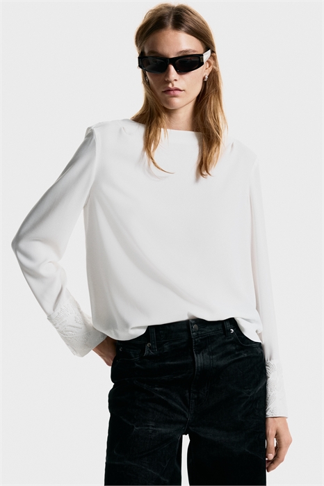 Вышитая бисером блузка с откидным верхом 1321497002 - Фото 14133272