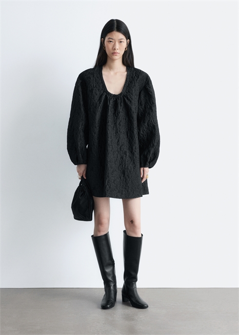 Жаккардовое мини-платье с завязками 1283312001 - Фото 14134529