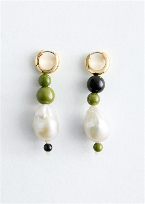 Серьги-обручи с пресноводной жемчужиной 1325936001 - Фото 14134648