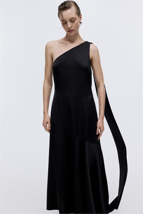 Атласное платье с шарфовой отделкой 1320415001 - Фото 14136530