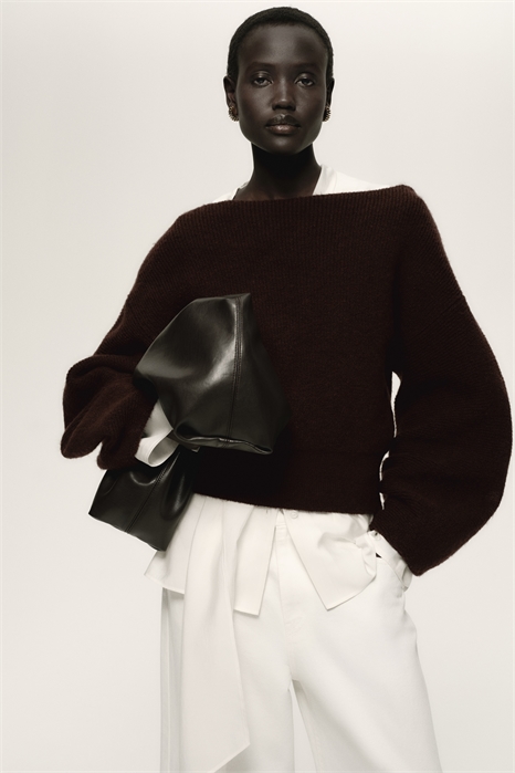 Джемпер с вырезом-лодочкой в стиле оверсайз 1330357002 - Фото 14136622