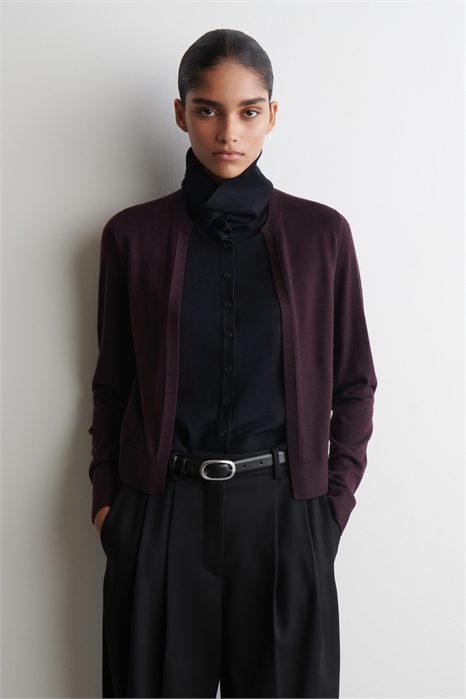 Многослойный кардиган с высоким вырезом из мериносовой шерсти 1313088001 - Фото 14137215