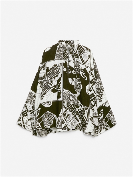 Блузка со сборками с принтом Стокгольма 1237946001 - Фото 14137365