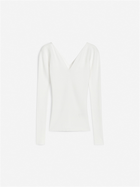 Ребристый топ с V-образным вырезом 1244164001 - Фото 14137550