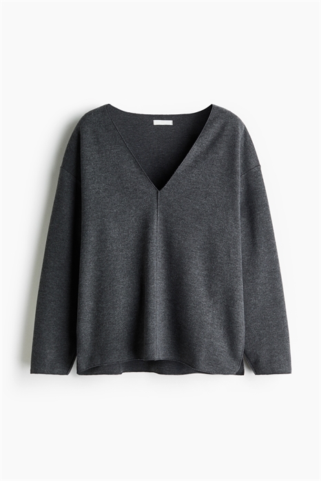 Рубашка с V-образным вырезом из ребристого трикотажа 1331567001 - Фото 14139155